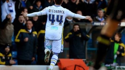 Leeds United's Ross McCormack celebrates after scoring against Tottenham Hotspur