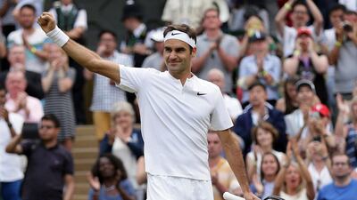 Roger Federer celebrates after beating Mischa Zverev. Tim Ireland / AP Photo