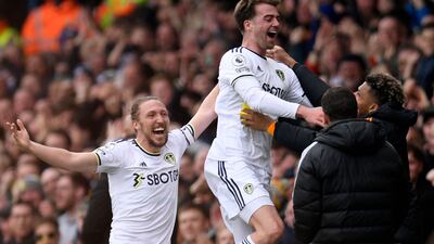 Leeds United's Patrick Bamford celebrates his opening goal. AFP