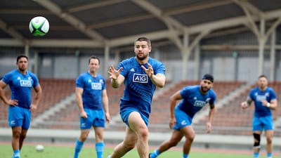 Dane Coles receives a pass during training in Kashiwa on Wednesday. Getty