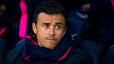Barcelona manager Luis Enrique Martinez observes his side during their 5-1 win over Espanyol in La Liga on Sunday. Alex Caparros / Getty Images / December 7, 2014
