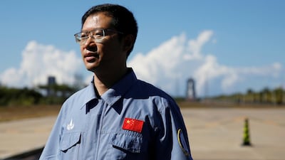 Liu Tongjie, spokesman for China's Mars exploration mission, talks to the media before the launch of Tianwen-1 Mars exploration mission by Long March 5 Y-4 rocket, at Wenchang Space Launch Center in Wenchang, Hainan Province, China. REUTERS