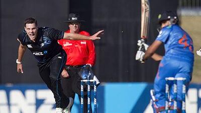 Mitchell McClenaghan took four wickets in New Zealand's win at Napier on Sunday. Marty Melville / AFP