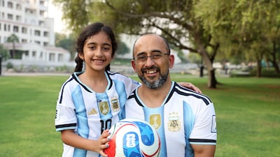 Saptarshi Bandopadhyay and his daughter Aisha headed to the US to watch France v Sweden in the World Cup knockout rounds. Chris Whiteoak / The National