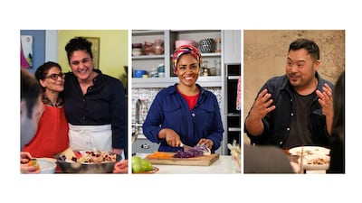 From left to right: 'Salt Fat Acid Heat'; 'Nadiya’s Time to Eat'; 'Ugly Delicious'. Courtesy Netflix