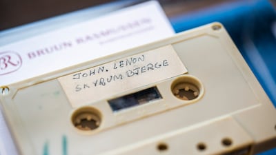 A cassette with the recording of four Danish schoolboys' interview with John Lennon and Yoko Ono in 1970, will be sold by the Bruun Rasmussen Auction House in Copenhagen. EPA