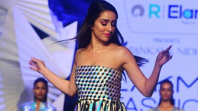 Shraddha Kapoor showcases a creation by designer Pankaj & Nidhi during Lakme Fashion Week in Mumbai late on February 15, 2020. AFP