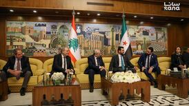 A Lebanese delegation, headed by Prime Minister Nawaf Salam, on an official visit to Syria in May. The two countries now look set to rebuild diplomatic relations. Photo: Sana