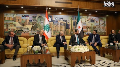A Lebanese delegation, headed by Prime Minister Nawaf Salam, on an official visit to Syria in May. The two countries now look set to rebuild diplomatic relations. Photo: Sana
