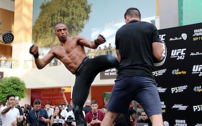 Edson Barboza during the UFC Open Workout session held at The Yas Mall in Abu Dhabi. Pawan Singh / The National