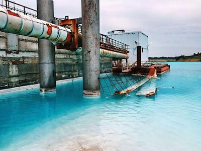chemical blue lagoon in Russia. Social media