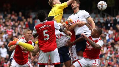 ARSENAL RATINGS: Aarron Ramsdale 7, Made some important interventions to deny Richarlison and punched away Ivan Perisic’s cross well, but was fooled by Harry Kane’s penalty. AFP