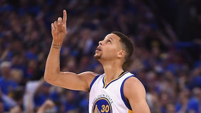 Stephen Curry of the Golden State Warriors gestures in the first half against the Memphis Grizzlies during the game at Oracle Arena on April 13, 2016 in Oakland, California. Thearon W Henderson/Getty Images/AFP