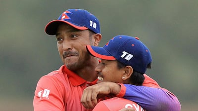 Paras Khadka, left, is not Nepal's captain anymore but remains an important figure. Satish Kumar for The National