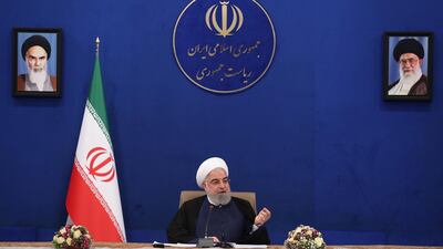A handout picture made available by the Iranian presidential office shows Iranian president Hassan Rouhani speaking during the cabinet meeting in Tehran, Iran, 6 May 2020. EPA