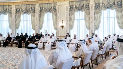 Sheikh Mohamed bin Zayed, Crown Prince of Abu Dhabi and Deputy Supreme Commander of the Armed Forces delivers a speech.