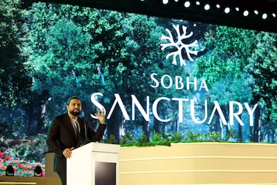 Francis Alfred, managing director of Sobha Realty at the launch of the project's masterplan. Chris Whiteoak / The National