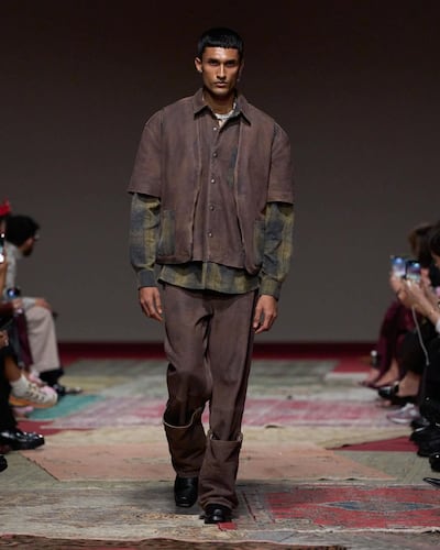 Chocolate tones in Les Benjamins' debut show at Dubai Fashion Week. Photo: Dubai Fashion Week