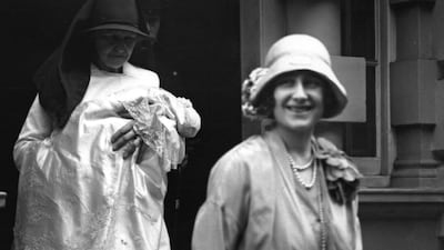 The Duchess of York leaves 17 Bruton Street, on her way to the christening of her daughter Princess Elizabeth, now Queen Elizabeth II, in May 1926. Getty