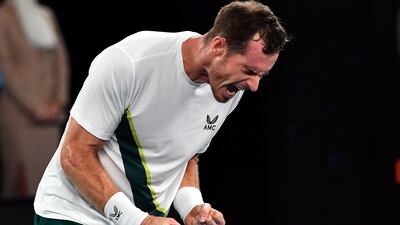 Andy Murray celebrates victory against Italy's Matteo Berrettini in Melbourne. AFP