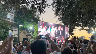 Aref Yassin gives a speech after being elected head of Beirut’s Syndicate of Engineers and Architects in a landslide victory. Gareth Browne / The National