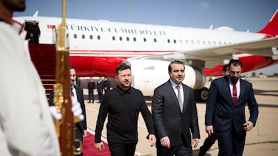 Zelenskyy is only the second head of state to visit Syria since President Ahmad Al Shara came to power. AFP