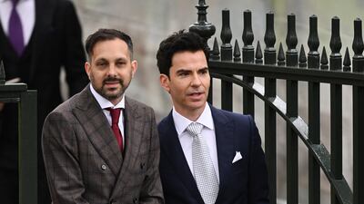 Magician Dynamo, left, and Stereophonics frontman Kelly Jones at Westminster Abbey. Getty Images