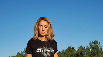 Wearing Zuhair Murad's Rise from the Ashes T-shirt in 2020. Instagram / celinedion