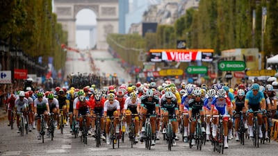 The pack of riders on the Champs Elysees. EPA