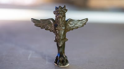 Sharjah Archaeology Authority has announced the discovery of an artefact - a bronze statue of a mythical creature. Photo: Sharjah Archaeology Authority