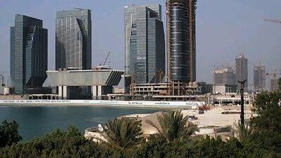 Sowwah Square, the new central business district in Abu Dhabi on Sowwah Island, is progressing with its development after a year's delay and is starting to receive its first tenants. ( DELORES JOHNSON / The National )