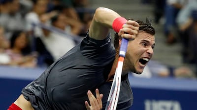 Thiem serves to Nadal. EPA