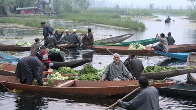 The farmers dwelling on Dal Lake in Shrinagar, Kashmir, supply 40 per cent of fruit and vegetables to local and regional markets. Priti Salian for The National