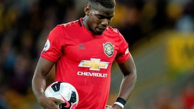 Pogba missed from the spot against Wolves. EPA