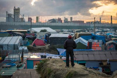 This refugee camp in Calais was demolished by French police in 2016. Getty Images