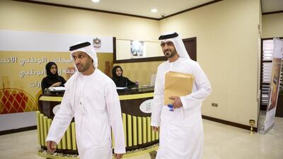 Registration for the FNC elections tooks place at the Chamber of Commerce in Abu Dhabi. Christopher Pike / The National