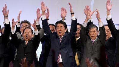 Shinzo Abe's second stint as Japanese prime minister began in December 2012. Toshifumi Kitamura / AFP