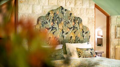 The Pasha Suite has bold fabrics and a soothing green palette