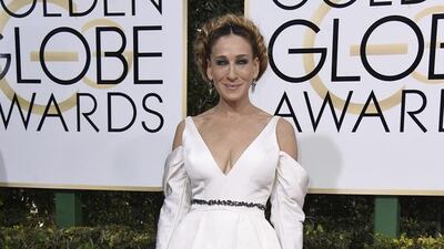 Ever one to take risks, Sarah Jessica Parker wore a full-skirted white Vera Wang gown that could have doubled as a wedding dress, but still made an impression. Courtesy of APTOPIX