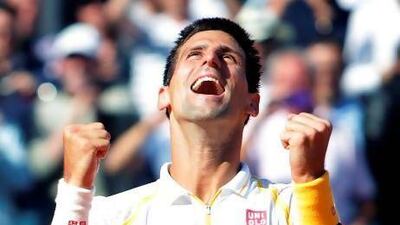 Novak Djokovic celebrates after stopping Rafael Nadal from a ninth title in Monaco. Jean Magnenet / AFP