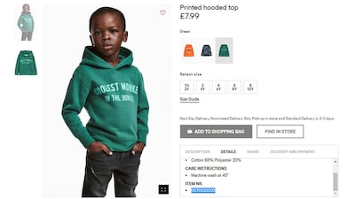 An undated photo of an advert for a hoodie by H&M. Clothing giant H&M has apologised and removed an advertising image of a black model in a sweatshirt with the words “Coolest monkey in the jungle.’’(H&M via AP)