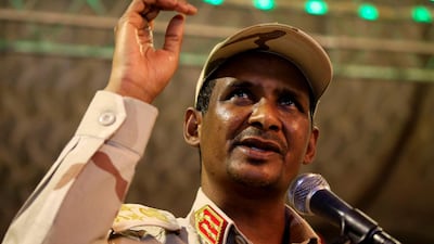 General Mohamed Hamdan Dagalo, head of the Rapid Support Forces (RSF) and deputy head of the Transitional Military Council (TMC) delivers an address in Khartoum, Sudan, May 18, 2019. Reuters