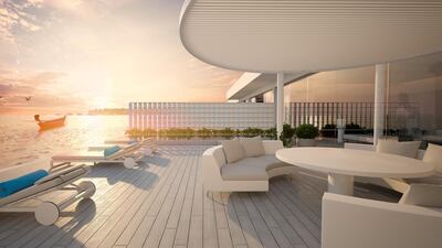 The upper level features two decks - one on either side - and an infinity pool. Courtesy: Conrad Maldives