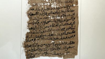An early Arabic papyrus, from the palace's "house of knowledge". Chris Whiteoak / The National