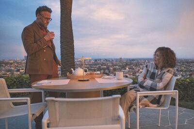 Seth Rogen, left, and Catherine O'Hara in The Studio. Photo: Apple TV+