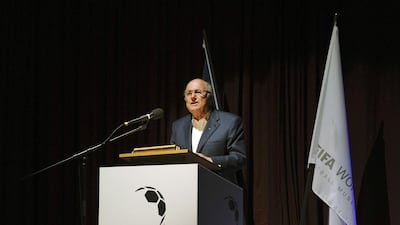 Fifa President Sepp Blatter speaks during an event for workers building the planned Fifa museum in Zurich June 25, 2015. Kurt Schorrer / Reuters