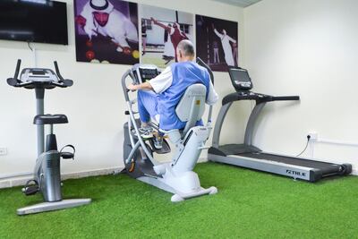 Inmate WR works out in the gym at Dubai Central Correctional Facility. Reem Mohammed / The National