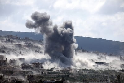 Smoke rises from an Israeli air strike on the southern Lebanese of village of Mansouri on September 7, 2026. AFP