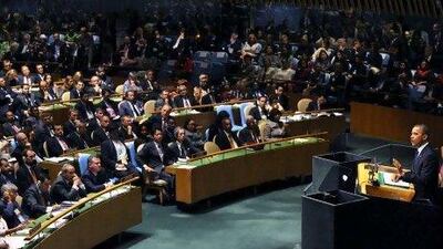 Barack Obama, the US president, addresses the 67th United Nations General Assembly at the UN headquarters in New York.