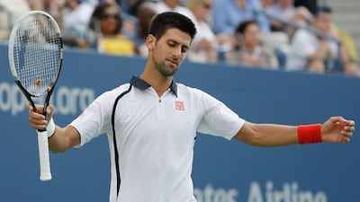 Novak Djokovic celebrates his win over David Ferrer in the US Open semi-final at Flushing Meadows